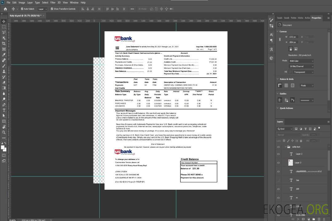 Modèle de relevé de carte de crédit bancaire américain au format de fichier Excel et PDF template
